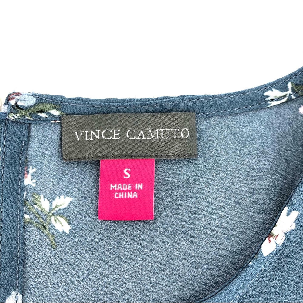 Vince Camuto Blue Floral Print Bell Sleeve Blouse - Picture 3 of 5